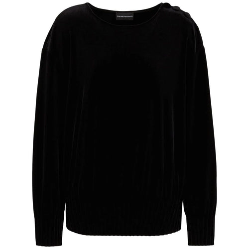 Load image into Gallery viewer, EMPORIO ARMANI buttoned-shoulder velvet effect jumper
