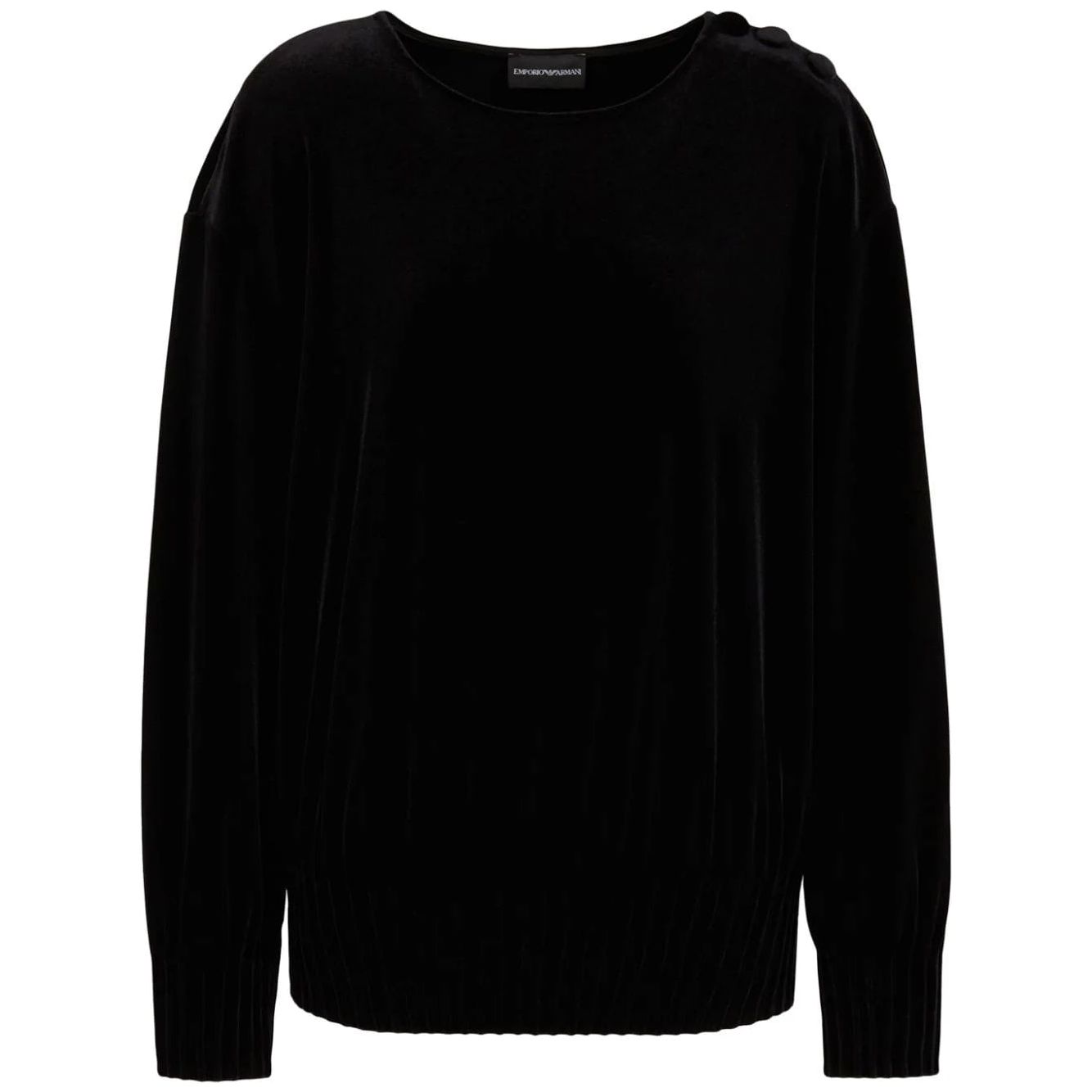 EMPORIO ARMANI buttoned-shoulder velvet effect jumper