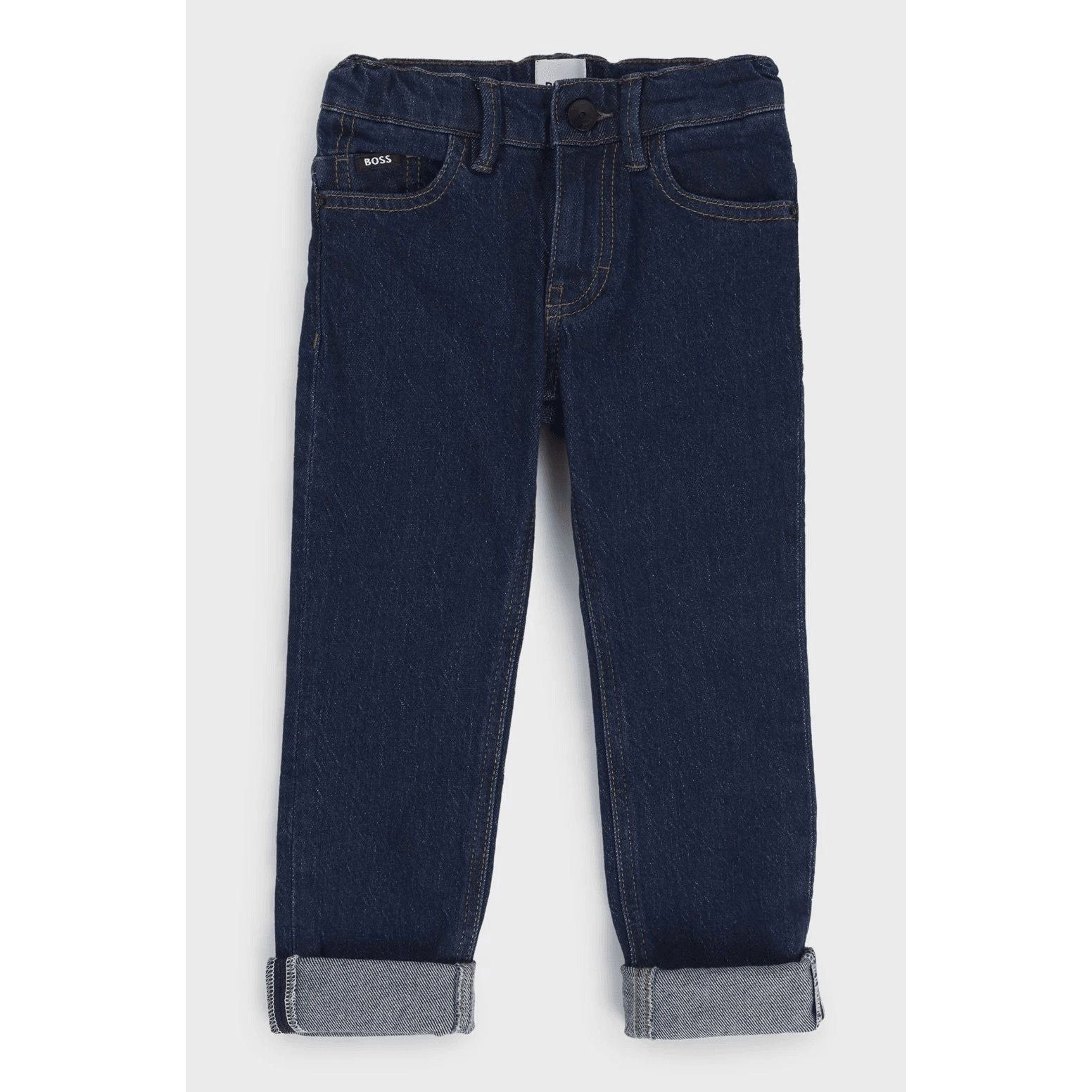 BOSS KIDS' SLIM-FIT JEANS WITH DOUBLE B MONOGRAM RIVET