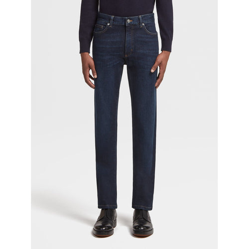 Load image into Gallery viewer, ZEGNA Dark Blue Stone-washed Cotton Roccia Jeans
