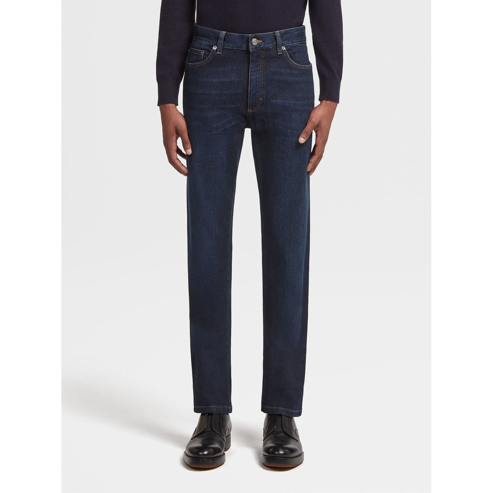 ZEGNA Dark Blue Stone-washed Cotton Roccia Jeans