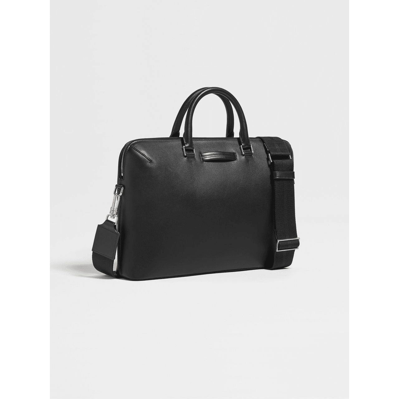 ZEGNA BLACK LEATHER BUSINESS BAG