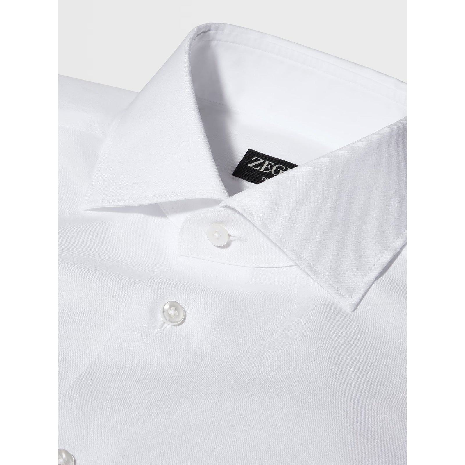 ZEGNA WHITE TROFEO™ 600 COTTON AND SILK LONG-SLEEVE TAILORING SHIRT