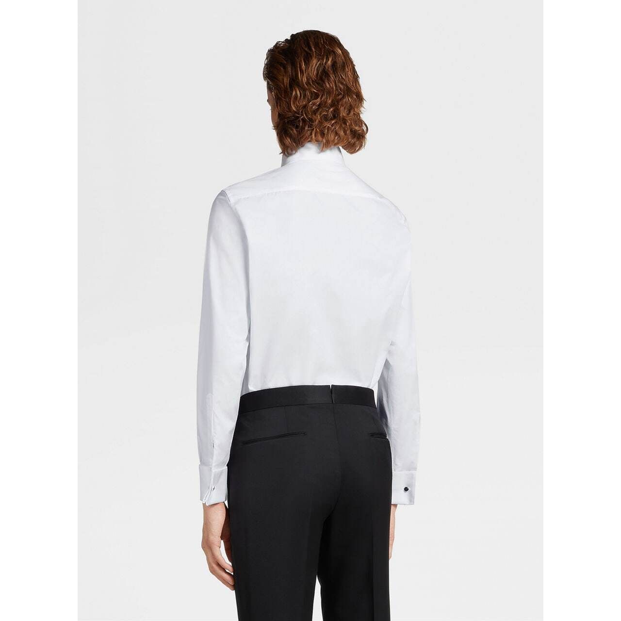 ZEGNA WHITE COTTON TUXEDO SHIRT