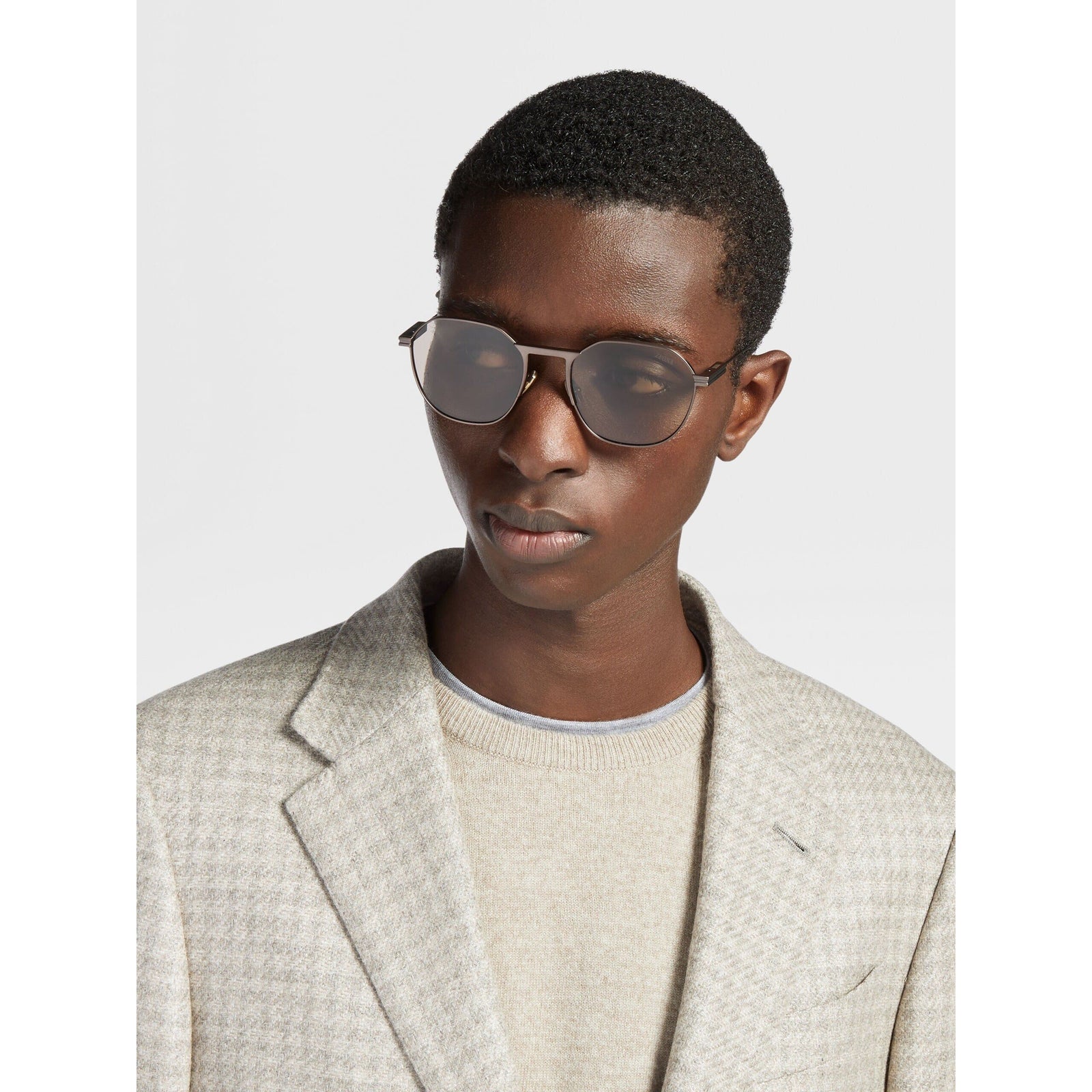 ZEGNA ANTIQUED FOLIAGE METAL SUNGLASSES