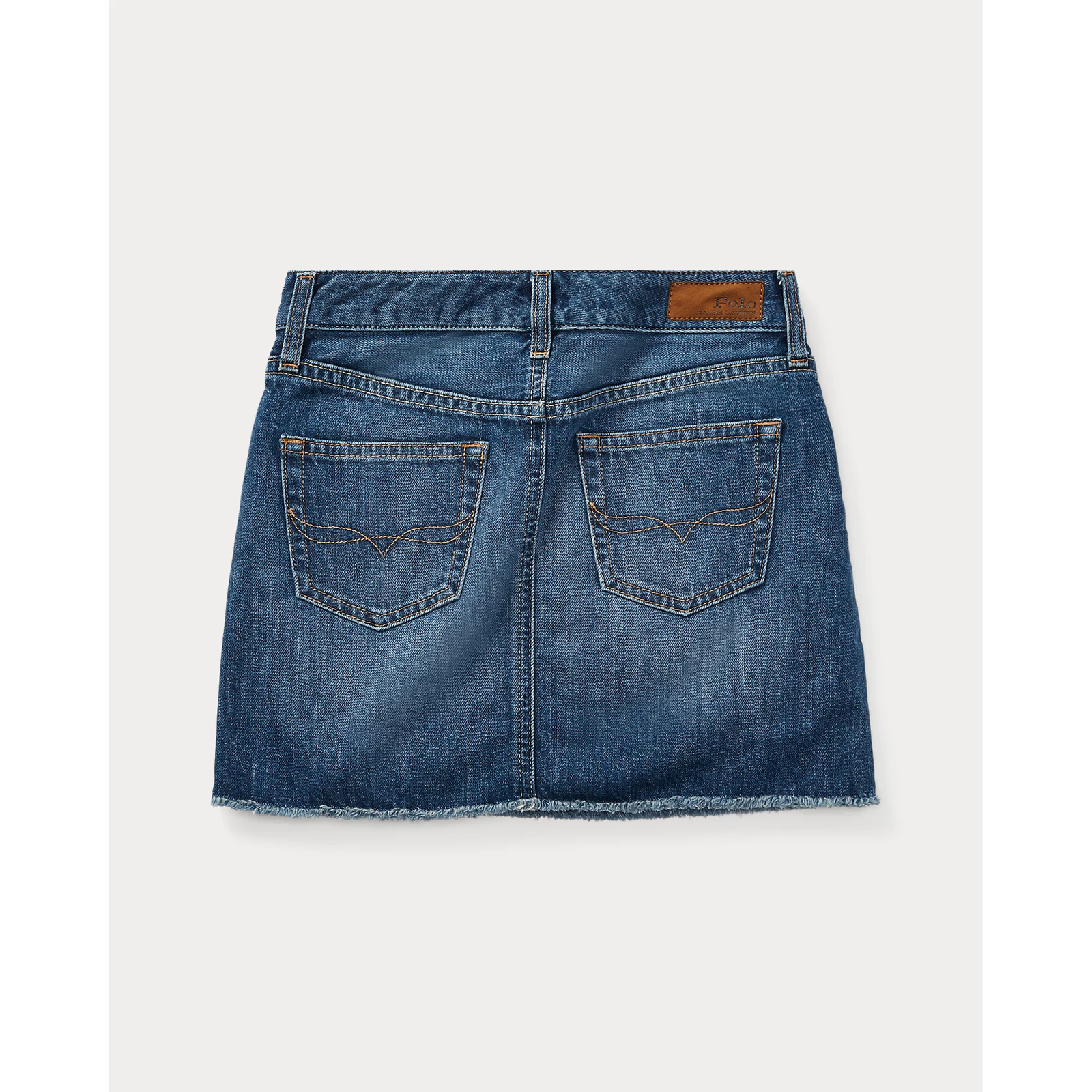 POLO RALPH LAUREN FRAYED COTTON DENIM SKIRT