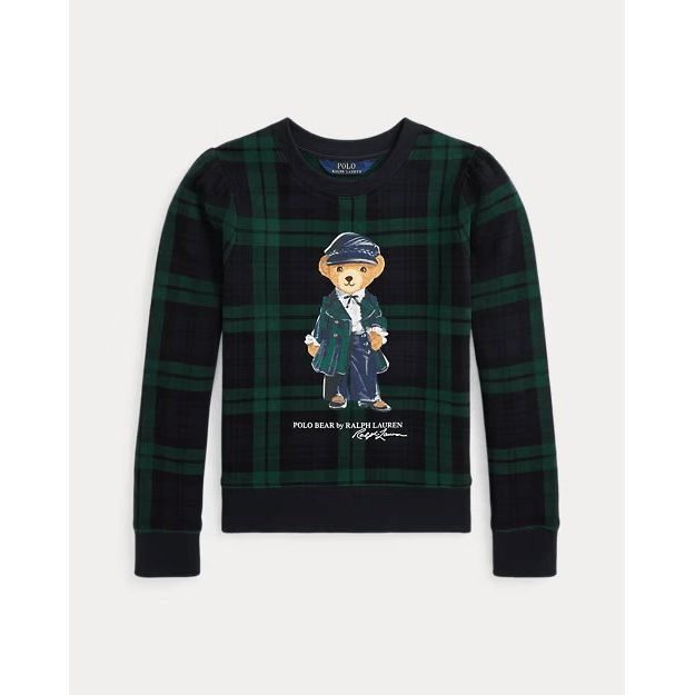 RALPH LAUREN Plaid Polo Bear Fleece Sweatshirt