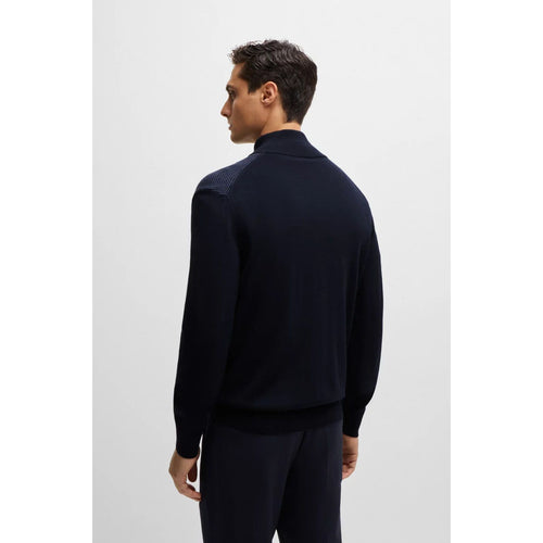 Load image into Gallery viewer, BOSS ZIP-UP CARDIGAN IN VIRGIN WOOL WITH MIXED STRUCTURES
