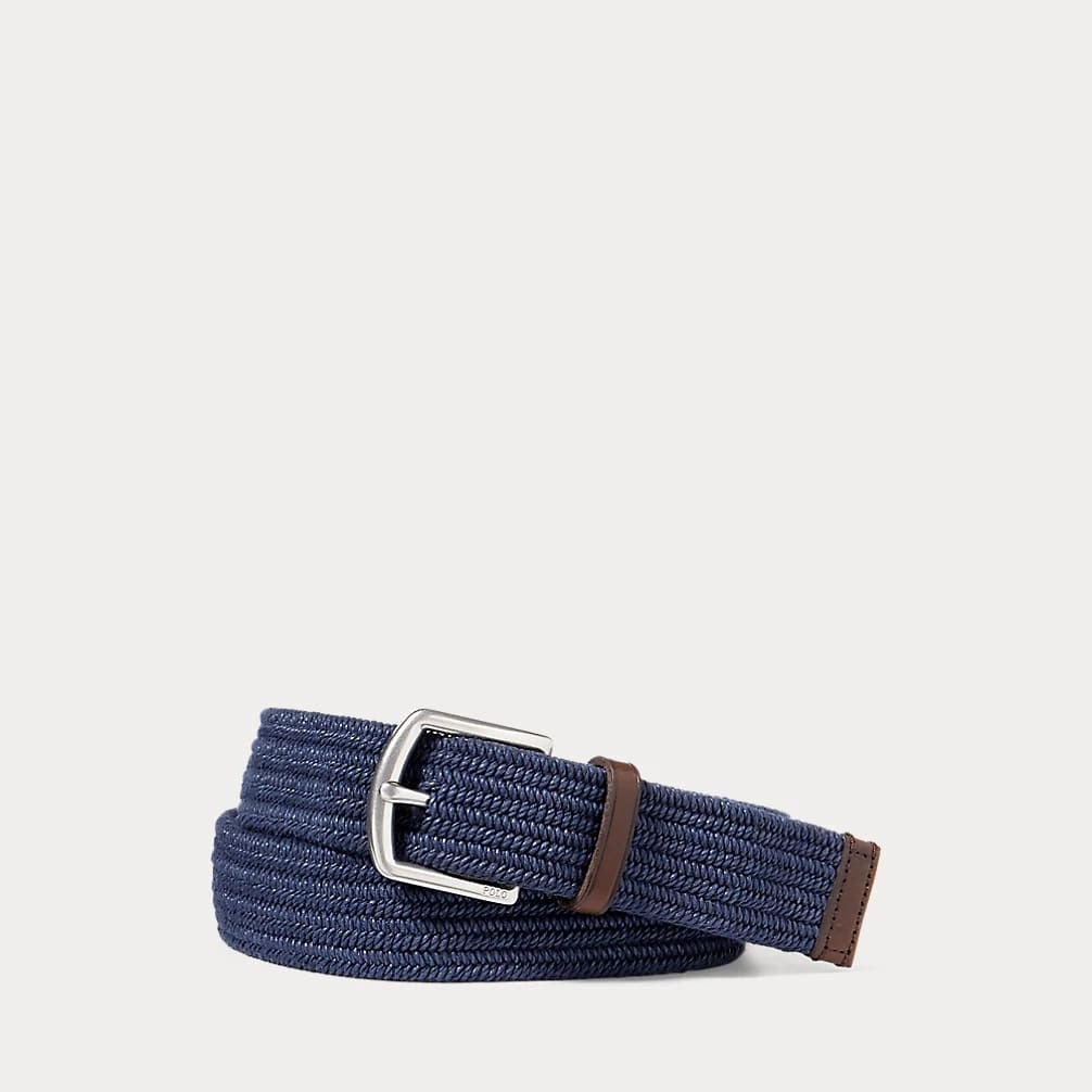 RALPH LAUREN Leather-Trim Braided Belt