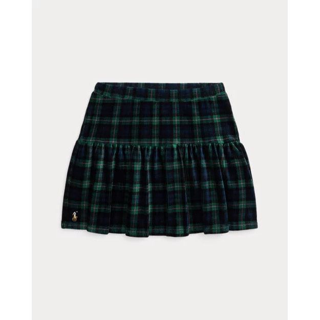 RALPH LAUREN Plaid Tiered Corduroy Skirt