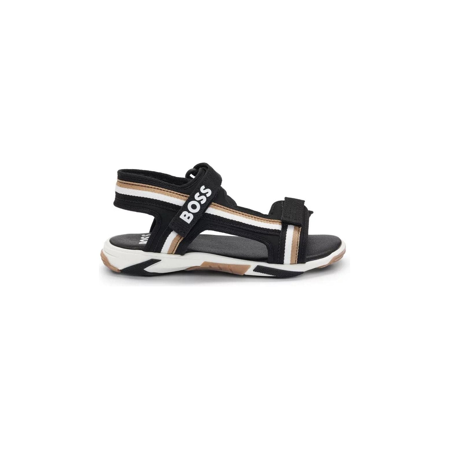 BOSS KIDS KIDS' SIGNATURE-STRIPE SANDALS WITH CONTRAST LOGO - Yooto