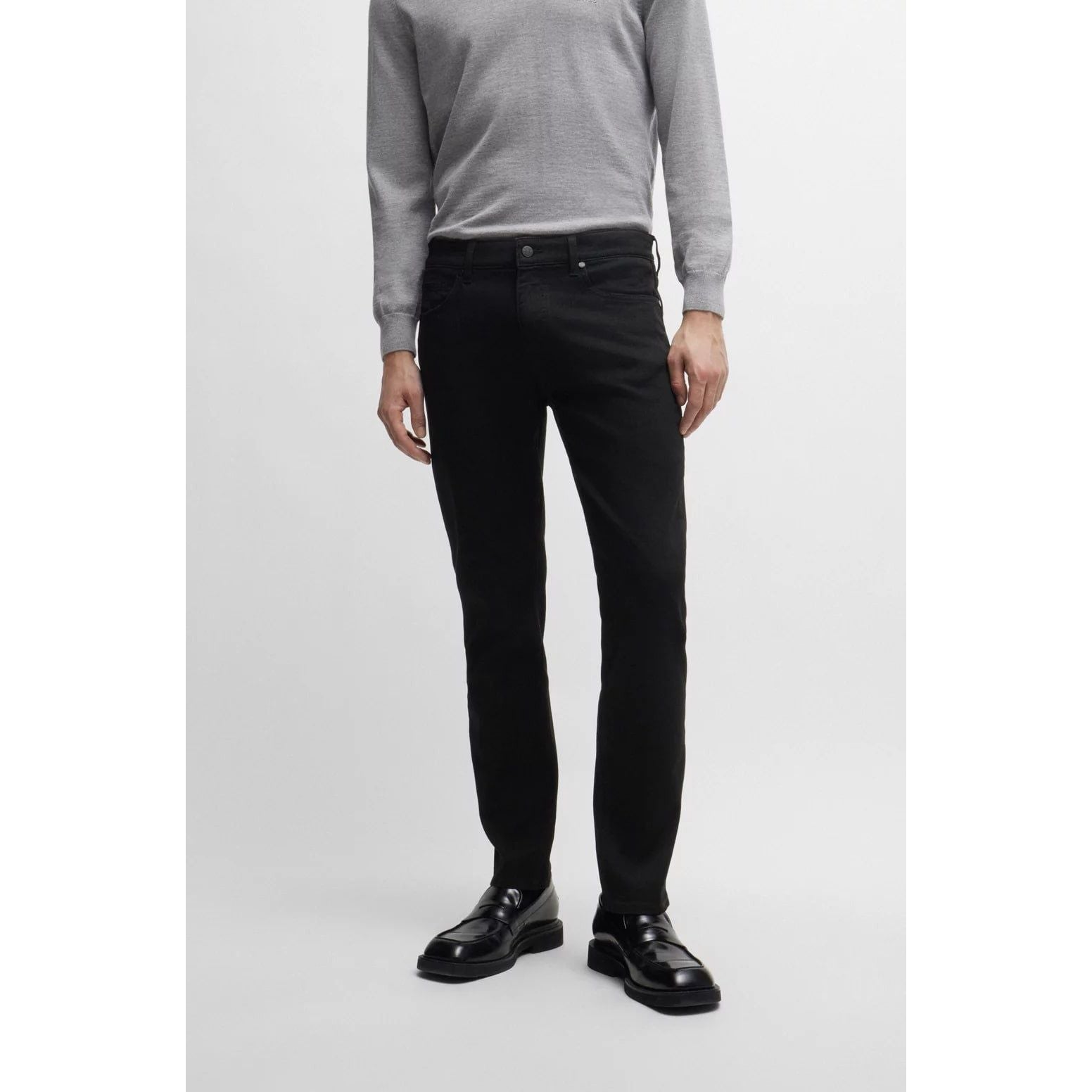 BOSS SLIM-FIT JEANS IN BLACK-BLACK ITALIAN DENIM