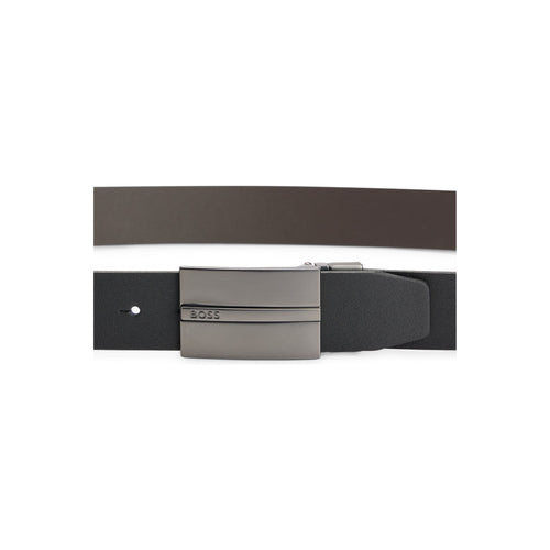 Load image into Gallery viewer, BOSS REVERSIBLE ITALIAN-LEATHER BELT WITH PLAQUE AND PIN BUCKLES - Yooto
