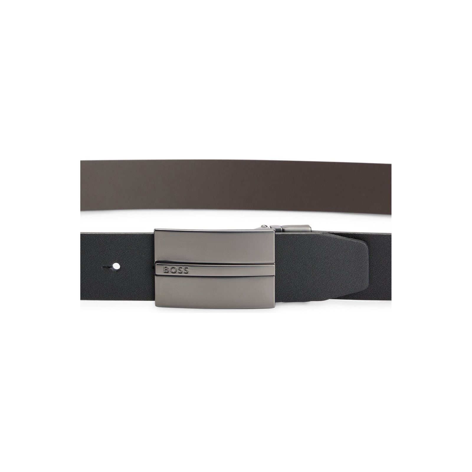 BOSS REVERSIBLE ITALIAN-LEATHER BELT WITH PLAQUE AND PIN BUCKLES - Yooto