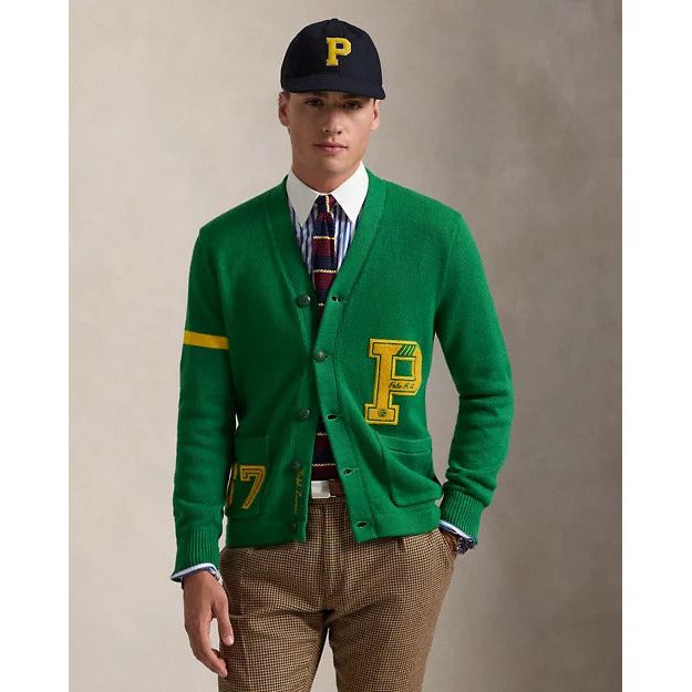 RALPH LAUREN Cotton Letterman Cardigan