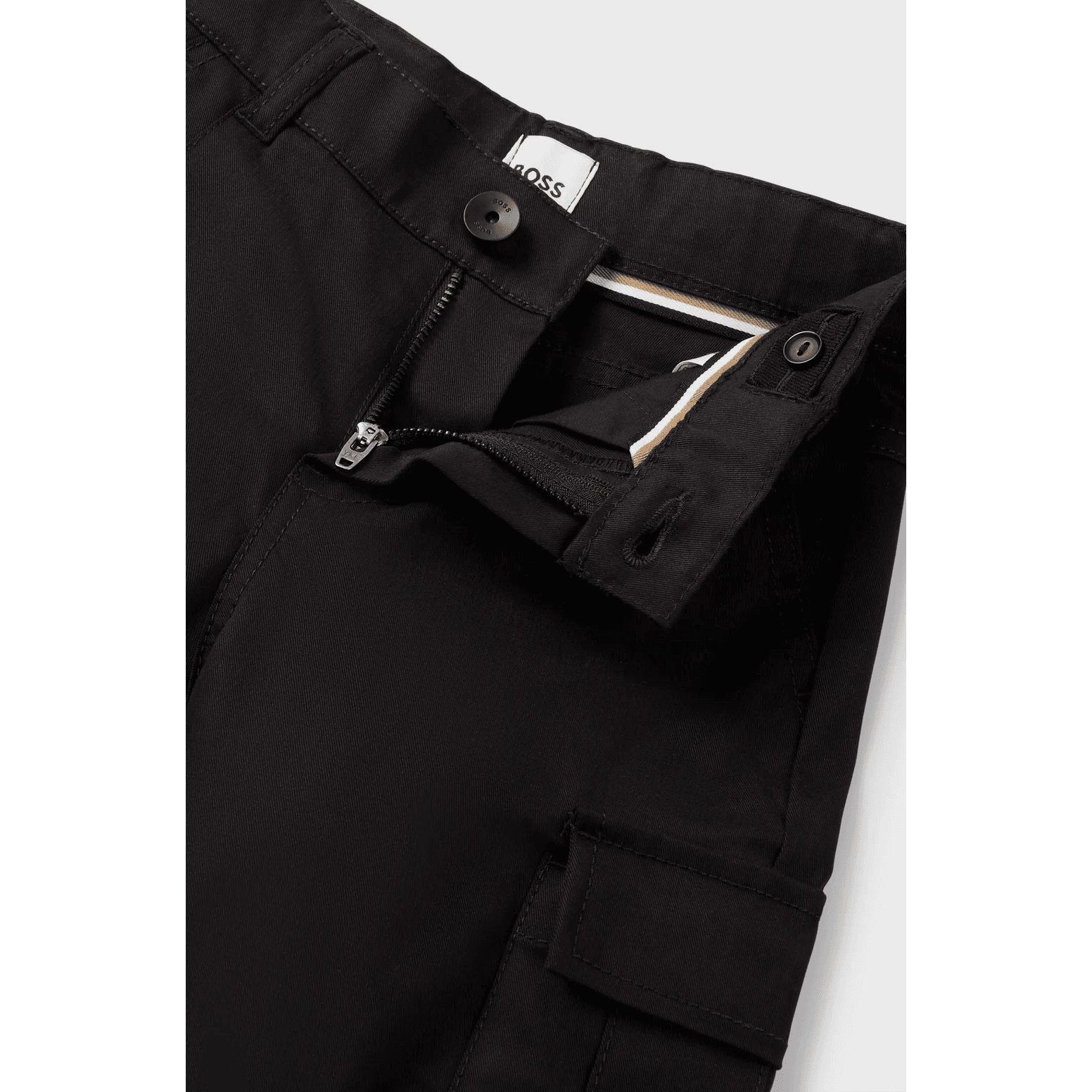 BOSS KIDS' TAPERED-FIT TROUSERS IN STRETCH-COTTON TWILL