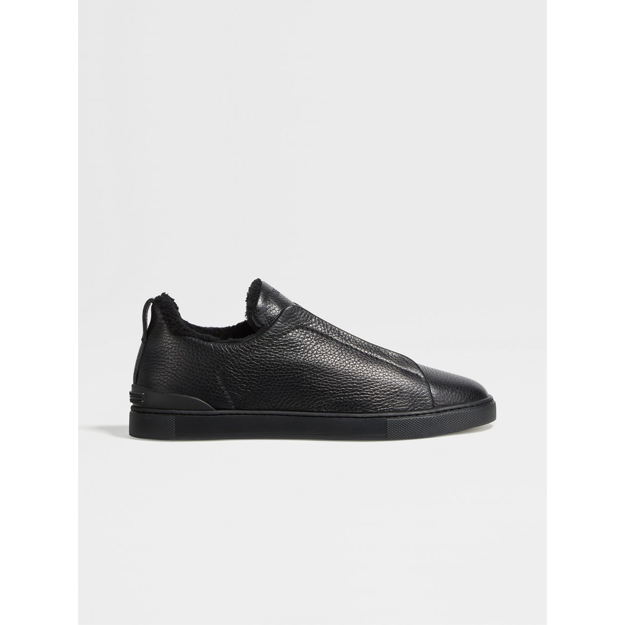 ZEGNA BLACK DEERSKIN TRIPLE STITCH™ SNEAKERS