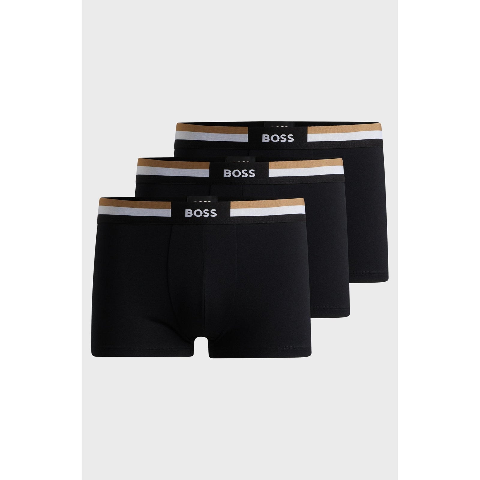 BOSS THREE-PACK OF COTTON-BLEND TRUNKS WITH SIGNATURE WAISTBANDS