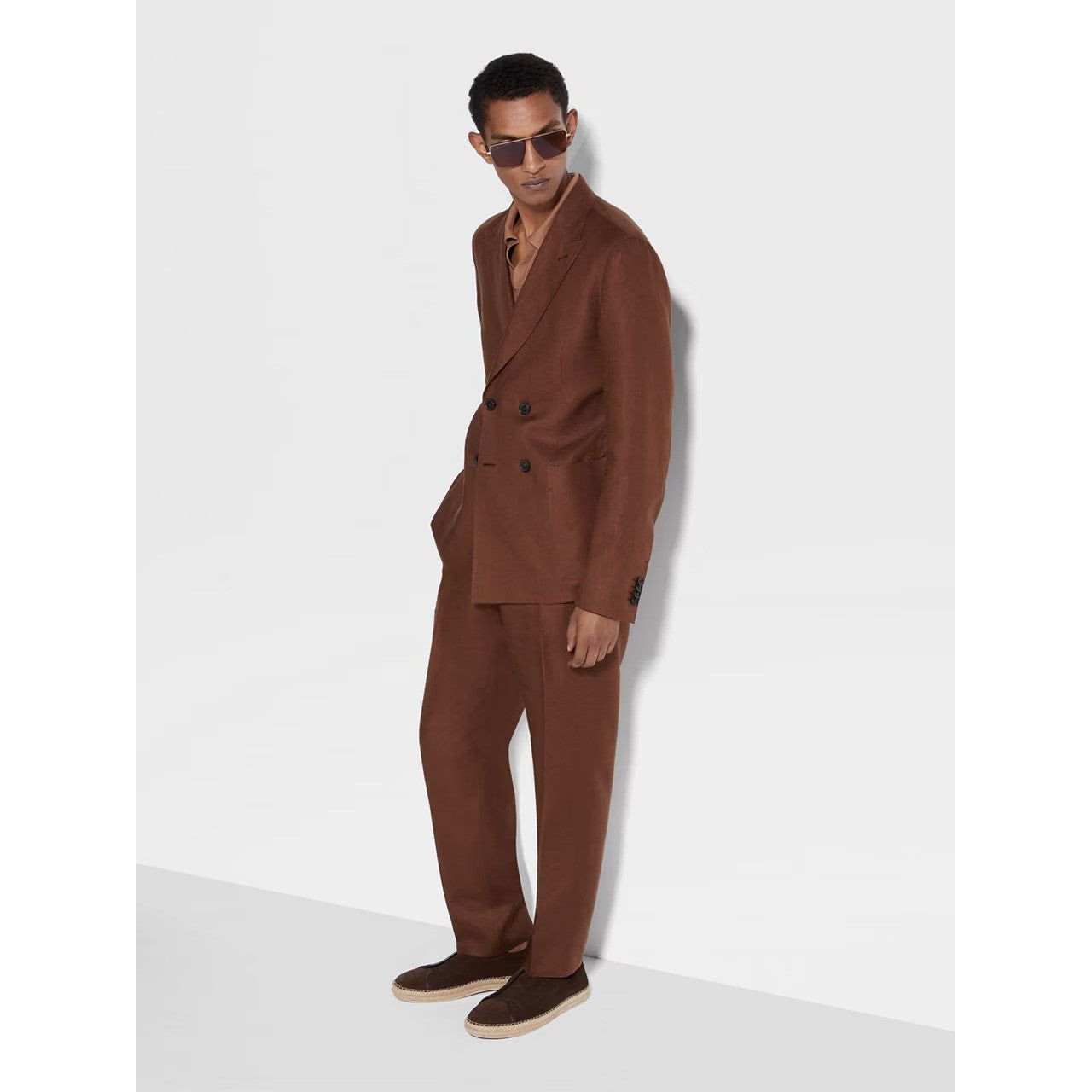 ZEGNA BROWN OASI LINO JACKET