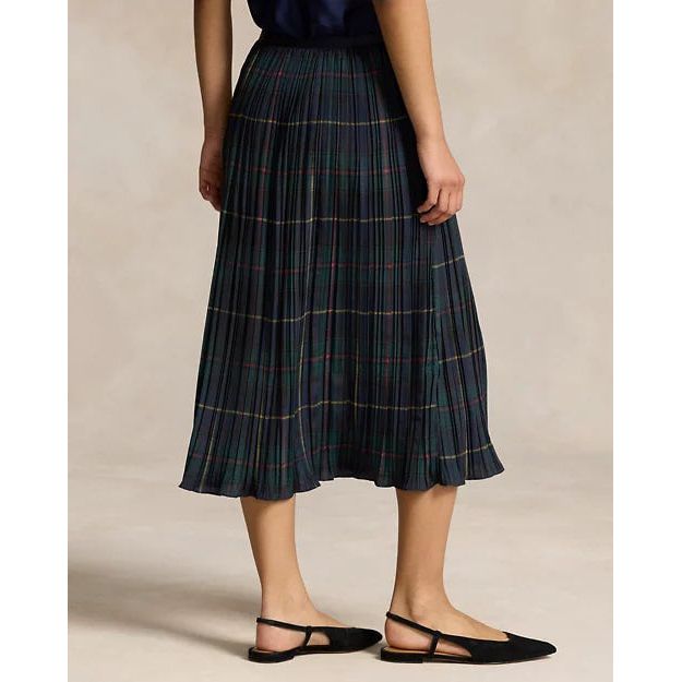 RALPH LAUREN Plaid Pleated Midi Skirt