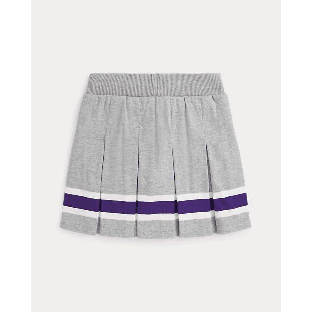 RALPH LAUREN Striped Pleated Cotton Jersey Skort