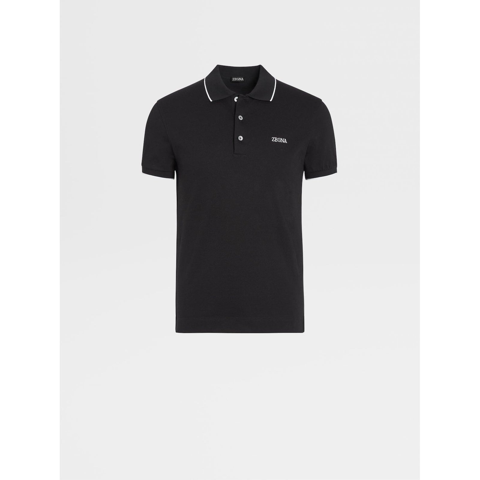 ZEGNA Grey Mélange Stretch Cotton Short-sleeve Polo