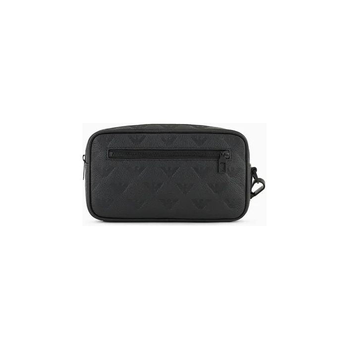 EMPORIO ARMANI LEATHER WASHBAG WITH ALL-OVER EMBOSSED EAGLE