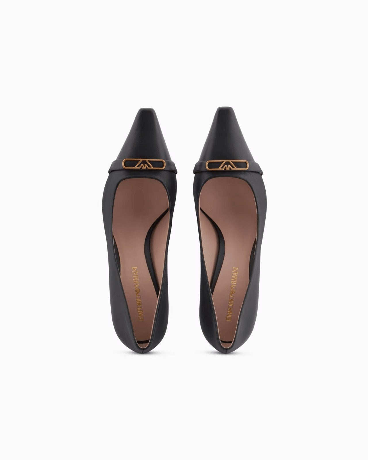 EMPORIO ARMANI Nappa-leather court shoes with eagle plate