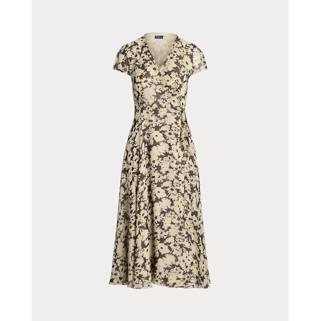 RALPH LAUREN Crinkled Floral Wrap Dress