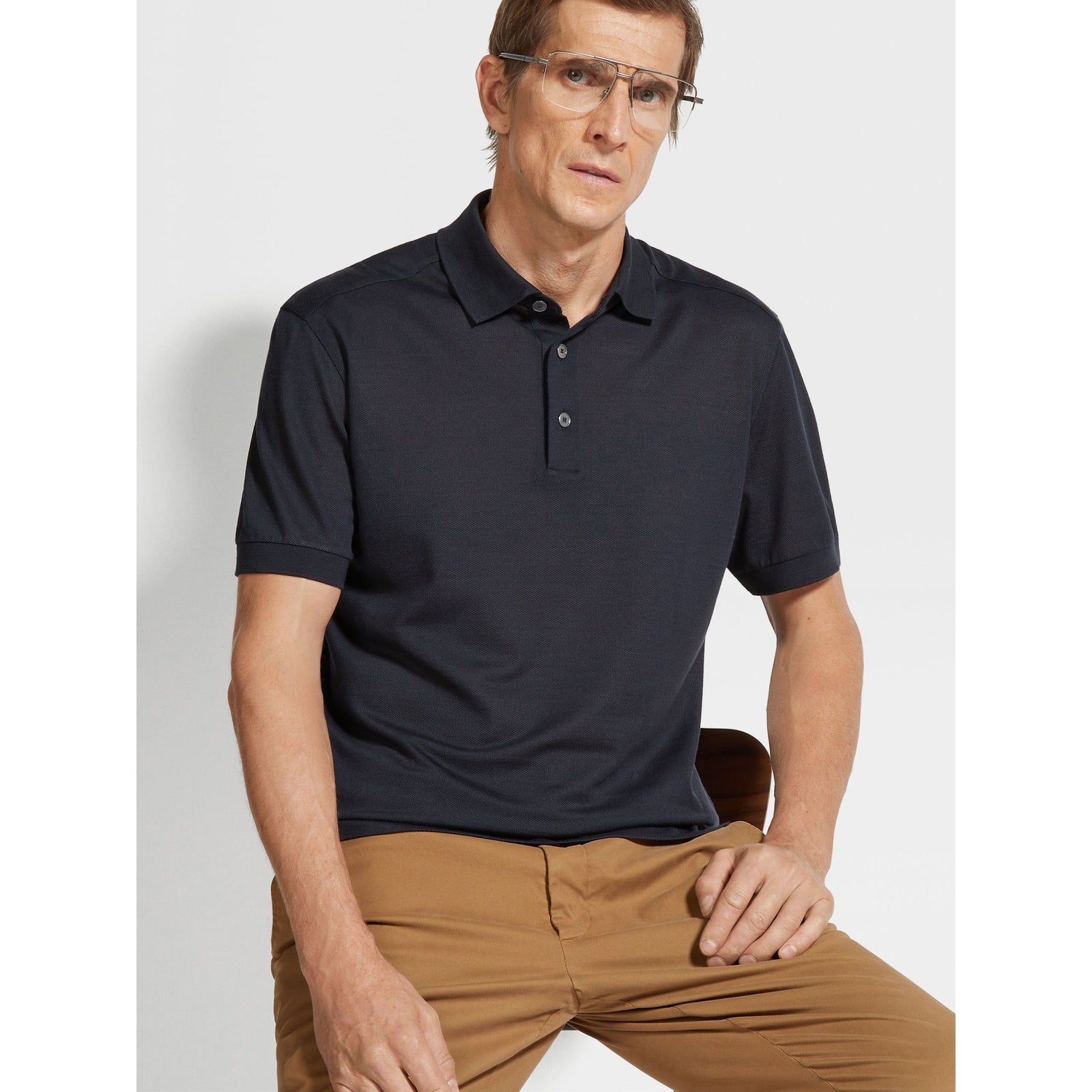 ZEGNA COTTON AND SILK POLO SHIRT