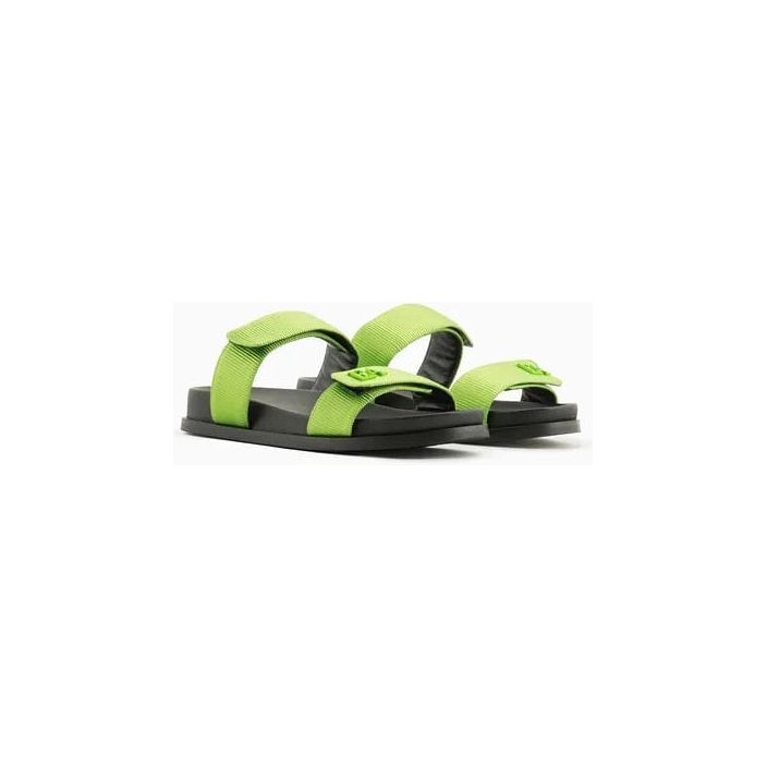 EMPORIO ARMANI DOUBLE-BAND GROSGRAIN SANDALS WITH EA LOGO - Yooto