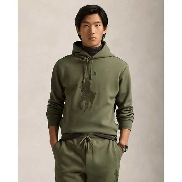 RALPH LAUREN Leather-Pony Double-Knit Hoodie