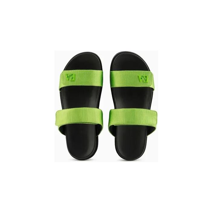 EMPORIO ARMANI DOUBLE-BAND GROSGRAIN SANDALS WITH EA LOGO - Yooto