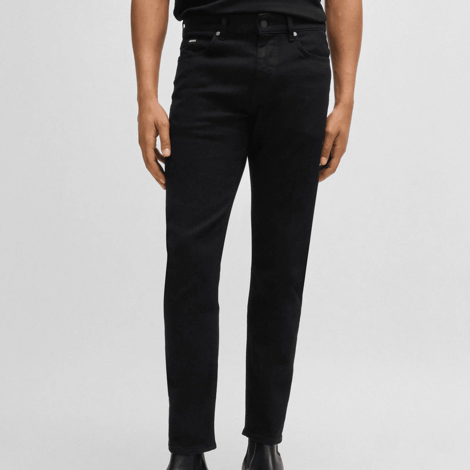 BOSS Delaware Slim-fit jeans in black-black Italian denim