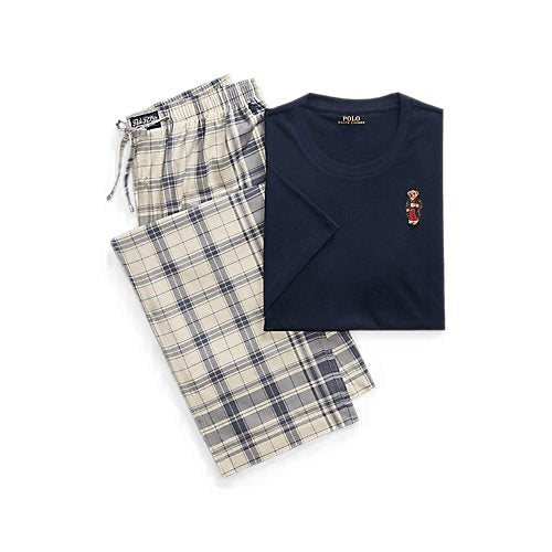 RALPH LAUREN Polo Bear & Plaid Cotton Sleep Set