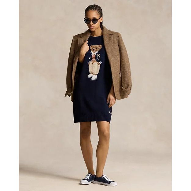 RALPH LAUREN Polo Bear Crewneck Sweater Dress