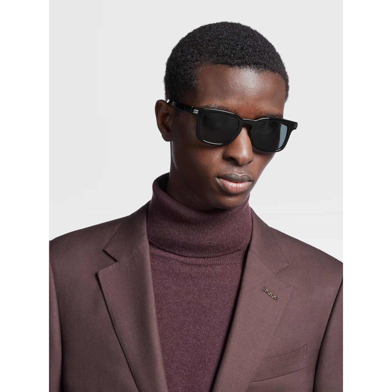 ZEGNA BLACK ACETATE SUNGLASSES