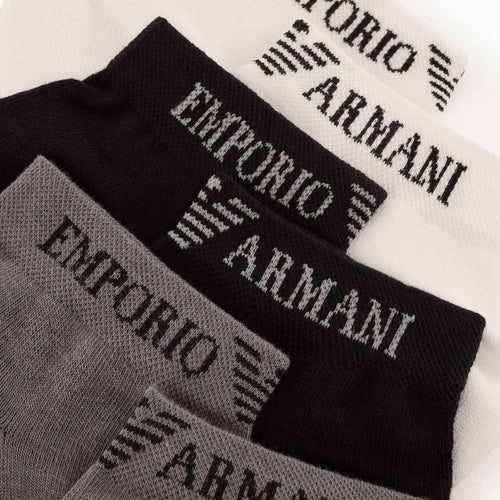 Load image into Gallery viewer, EMPORIO ARMANI Three-pack of socks with jacquard Emporio Armani logo
