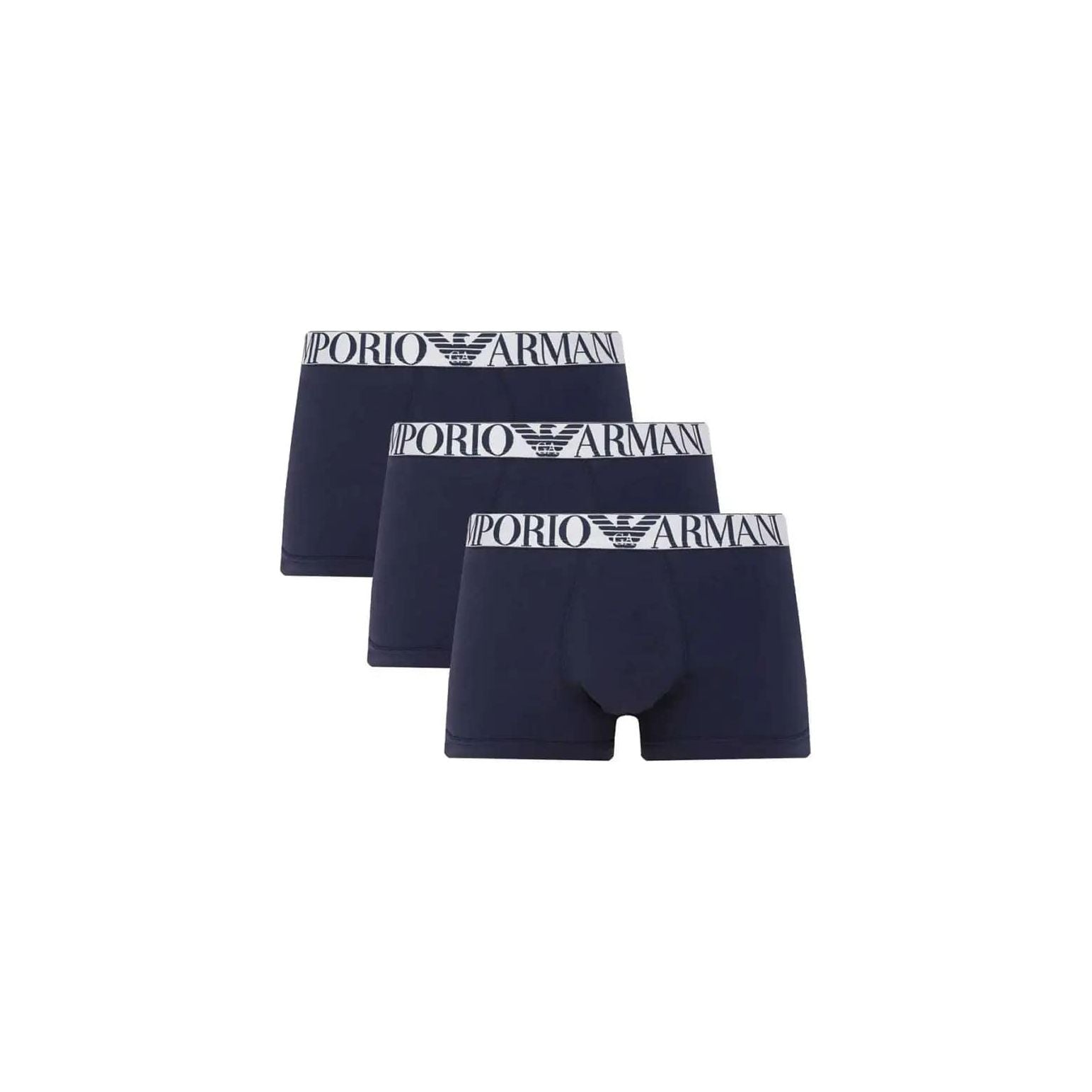 EMPORIO ARMANI THREE-PACK OF ASV SHINY LOGO WAISTBAND ORGANIC-COTTON BOXER BRIEFS