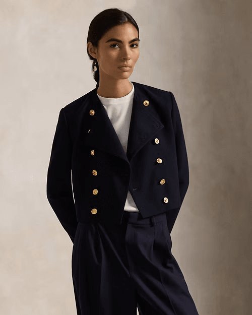 RALPH LAUREN Wool Crepe Cropped Jacket