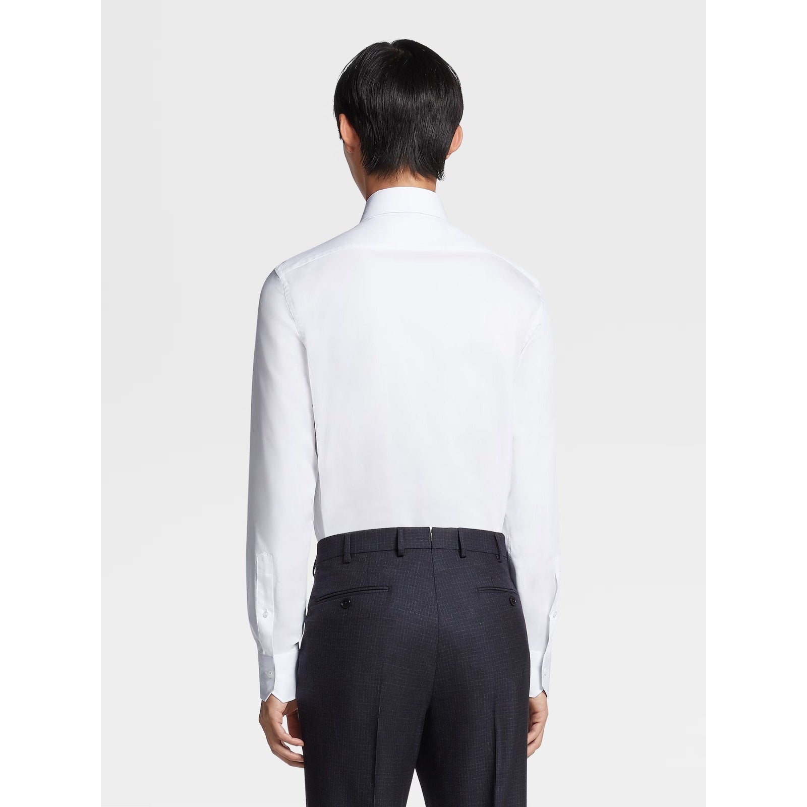 ZEGNA WHITE TROFEO™ 600 COTTON AND SILK LONG-SLEEVE TAILORING SHIRT