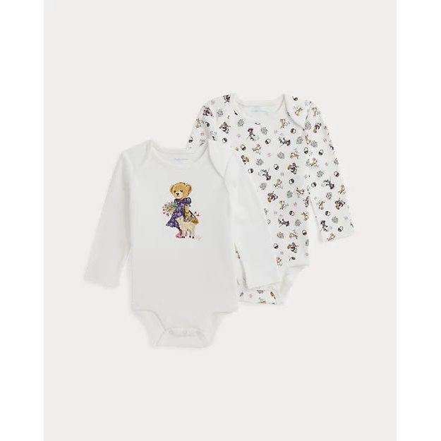 RALPH LAUREN Polo Bear Cotton Bodysuit 2-Pack