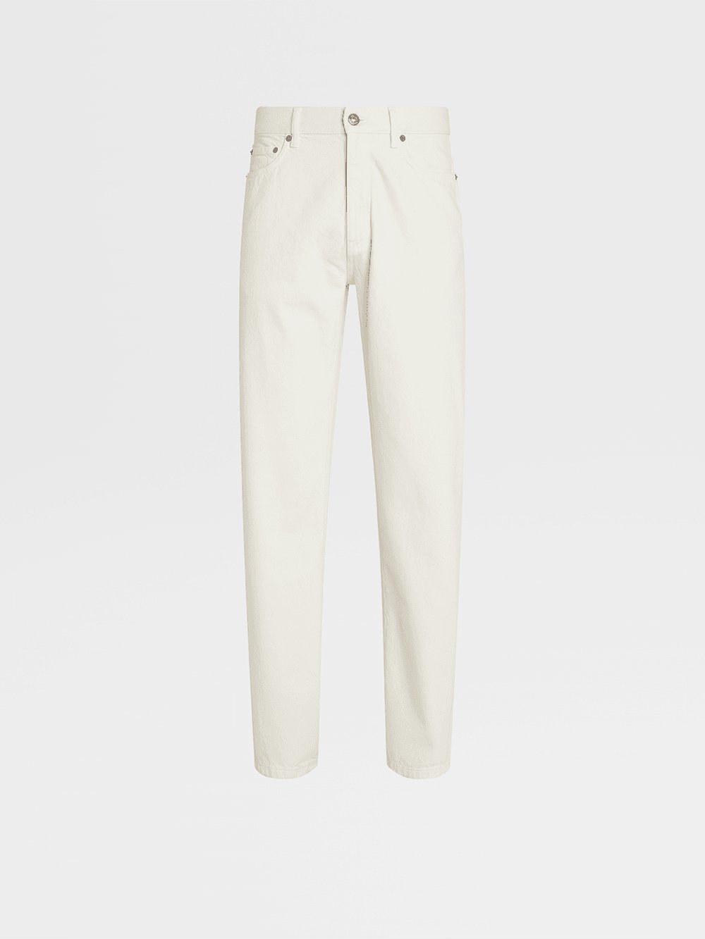 ZEGNA WHITE STONE-WASHED COTTON ROCCIA JEANS