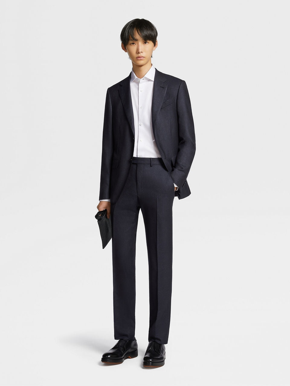 ZEGNA WHITE TROFEO™ 600 COTTON AND SILK LONG-SLEEVE TAILORING SHIRT