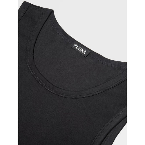 Load image into Gallery viewer, ZEGNA BLACK COTTON TANK TOP
