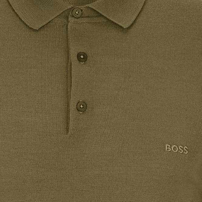 BOSS VIRGIN-WOOL POLO SWEATER WITH EMBROIDERED LOGO