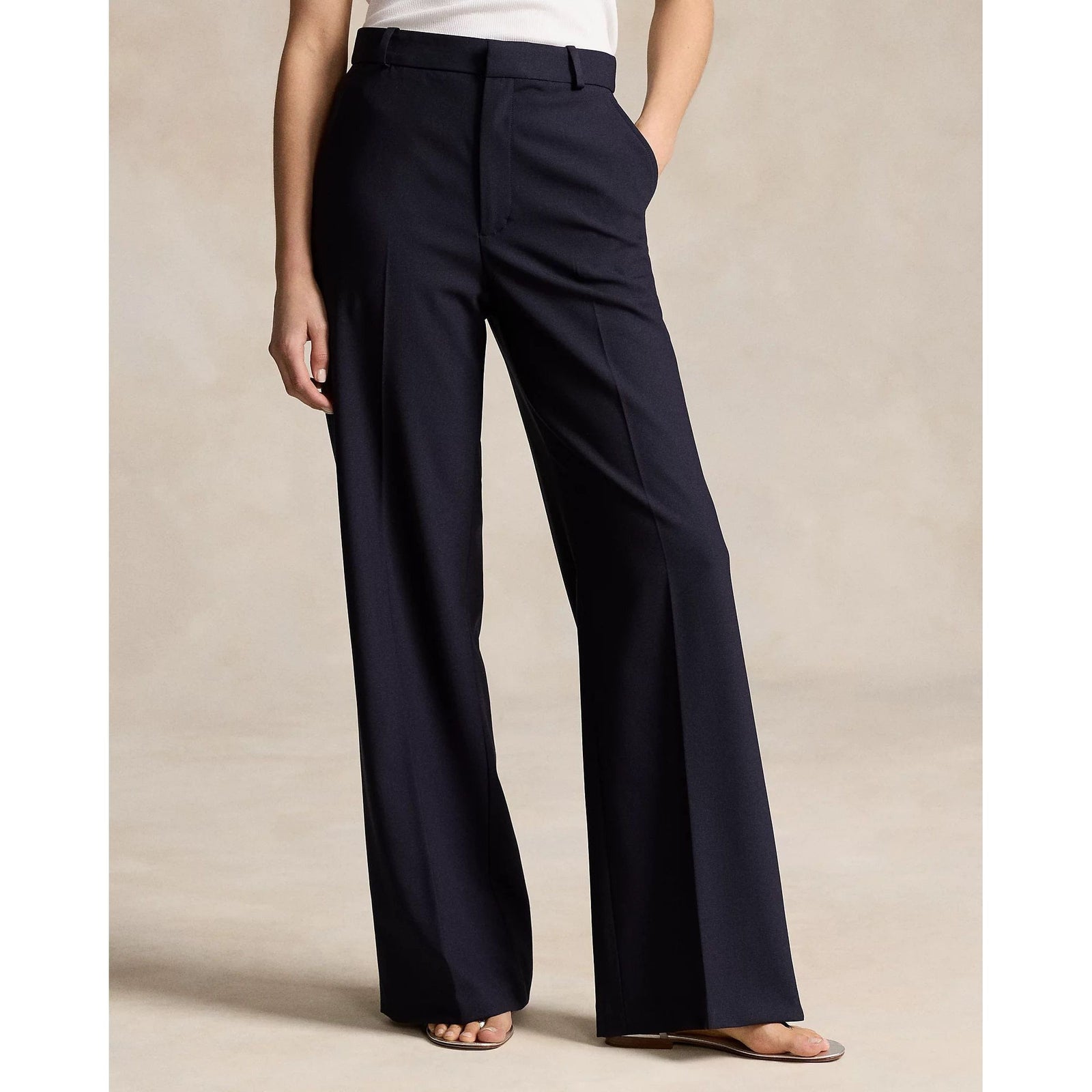 RALPH LAUREN Stretch Wool Faille Wide-Leg Trouser