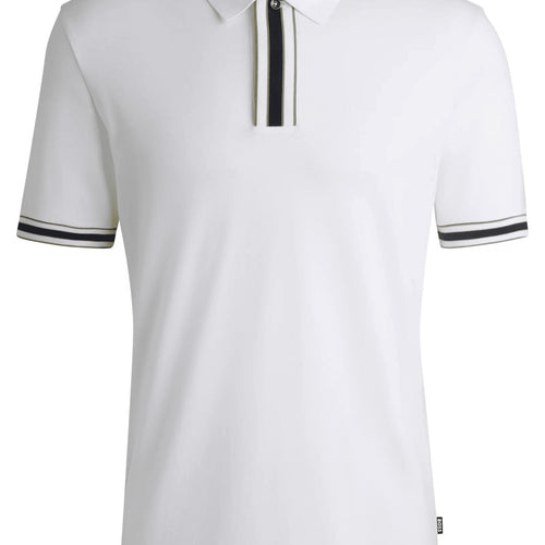 Load image into Gallery viewer, BOSS Interlock-cotton polo shirt with contrast tipping
