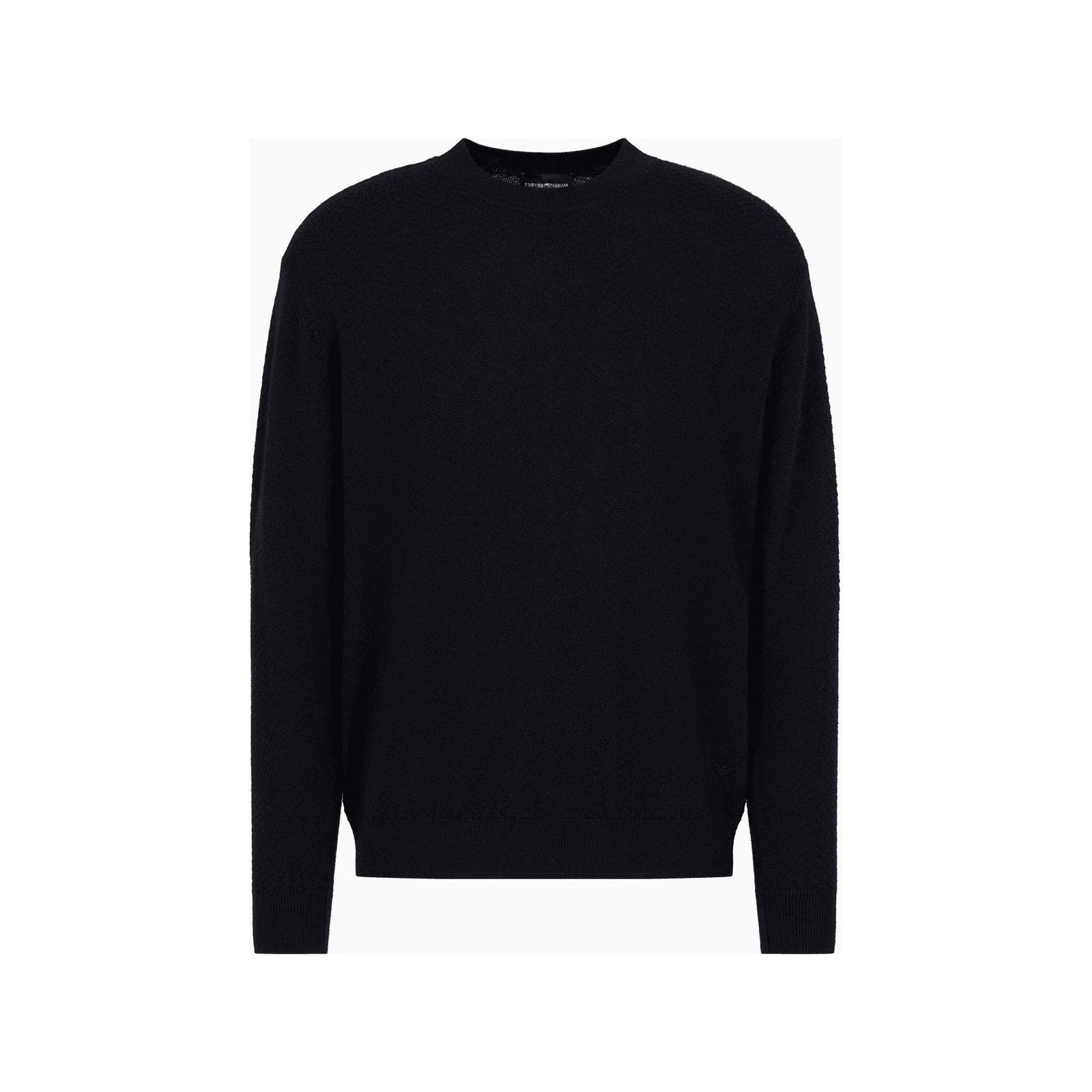 EMPORIO ARMANI Mock-neck jumper in virgin wool with a micro-textured weave