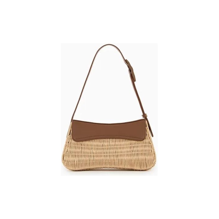 EMPORIO ARMANI WICKER BAGUETTE SHOULDER BAG